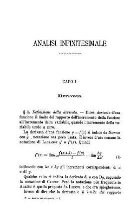 Capo I. Derivata.