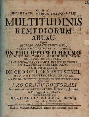 Diss. med. inaug. de multitudinis remediorum abusu