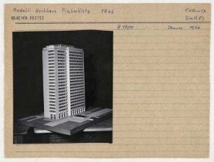Modell: Hochhaus Fischerinsel 1966. Berlin, Mitte, Fischerinsel