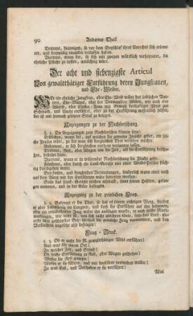 Der acht und siebenzigste Articul Von gewaltthätiger Entführung deren Jungfrauen, und Ehe-Weiber.