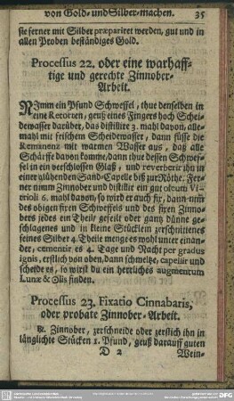 Processus 22. oder eine wahrhafftige gerechte Zinnober-Arbeit