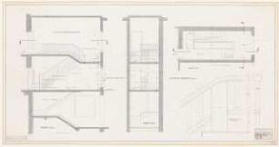 Büro- und Werkgebäude, Berlin-Marienfelde (Erweiterung Schindler-Aufzüge) 2. Projektstufe: Werkgebäude: Aufstockung Treppenhaus. Schnitte, Grundriss 1:20