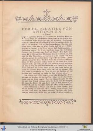 Der hl. Ignatius von Antiochien.
