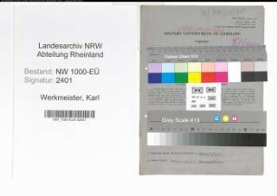 Entnazifizierung Karl Werkmeister, geb. 29.07.1890 (Beamter)