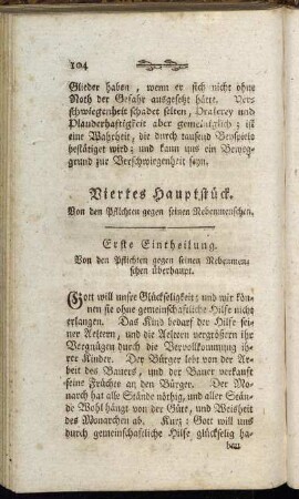 Erste Eintheilung. Von den Pflichten gegen seinen Nebenmenschen überhaupt.