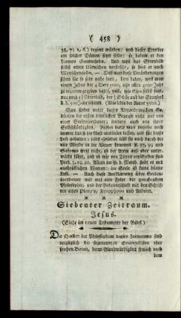 Siebenter Zeitraum. Jesus.
