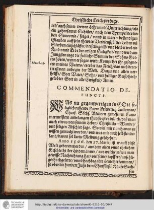COMMENDATIO DEFUNCTI.