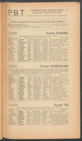 Hipódromo Argentino - Reunión del 25 de Diciembre de 1904