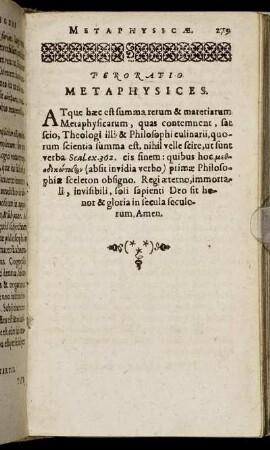 Peroratio Metaphysices.