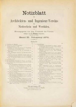 Notizblatt des Architekten- und Ingenieur-Vereins für Niederrhein und Westfalen. 2. 1876 (1877)