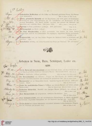 Arbeiten in Stein, Bein, Schildpatt, Leder etc. (Nr. 735 - 785)