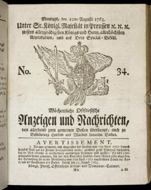 No. 34. Montags, den 22ten Augusti 1763.