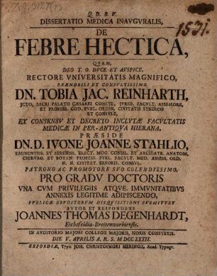 Diss. inaug. med. de febre hectica