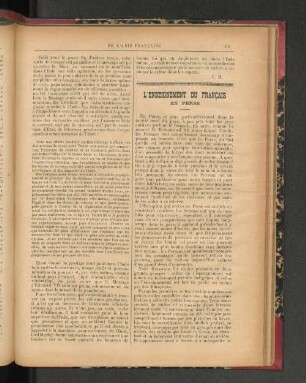 L'Enseignement Du Francais En Perse.