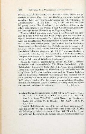 498-500 [Rezension] Acta conciliorum oecumenicorum ; 2,3,3.Actiones VII - XVI