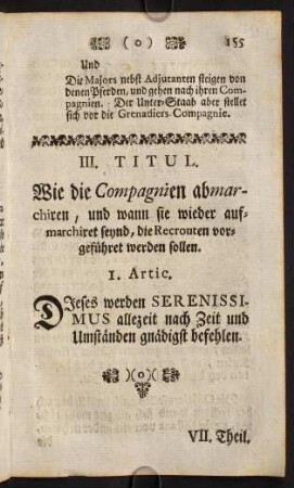 156-168, I. Titul. Hand-Griffe mit dem Esponton.- II. Titul. Wie die Officiers mit dem Esponton salutiren sollen.