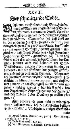 XXVIII. Der Schmärzende Todte