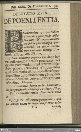 Disputatio XXIX. De Poenitentia
