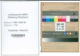 Entnazifizierung Heinrich Hoelscher , geb. 29.09.1878 ()