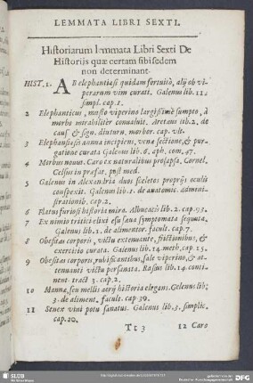 Historiarum lemmata Libri Sexti De Historiis quae certam sibi sedem non determinant