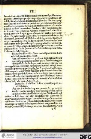 Franciscus Philelfus salutem dicit plurimam Lancelato Cardinali Leucosiae.