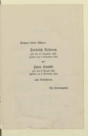 Unseren lieben Söhnen