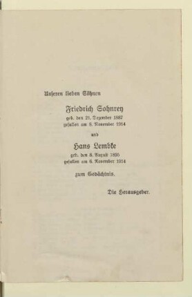Unseren lieben Söhnen
