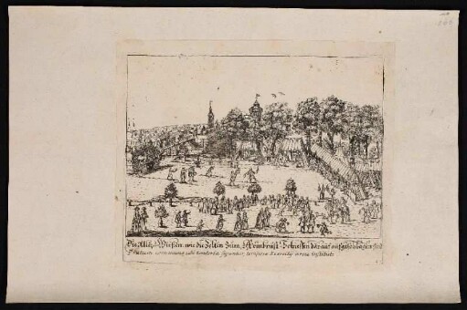 Die Aller=Wießen, wie die Zelten zum Armbrust=Schiessen darauf aufgeschlagen sind. - Hallerwiese, Nürnberg, Armbrustschiessen