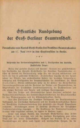 Öffentliche Kundgebung der Groß-Berliner Beamtenschaft