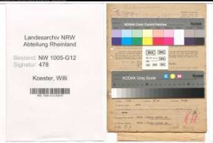 Entnazifizierung Willi Koester , geb. 04.09.1911 (Elektromeister)