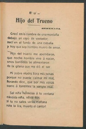 Hijo del trueno : Serenata