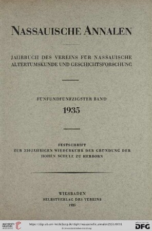 55: Nassauische Annalen: Jahrbuch des Vereins für Nassauische Altertumskunde und Geschichtsforschung