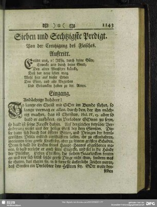 Sieben und Sechtzigste Predigt. Von der Creutzigung des Fleisches