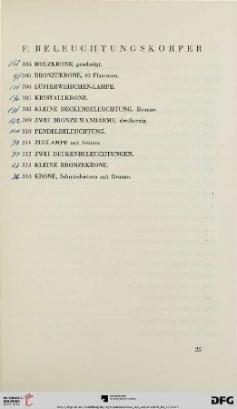 F. Beleuchtungskörper (Nr. 304-314)