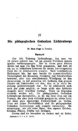 Die pädagogischen Gedanken Lichtenbergs