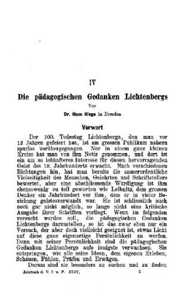 Die pädagogischen Gedanken Lichtenbergs