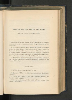 Rapport sur les iles du lac Tchad, par le lieutnant-colonel Destenave.