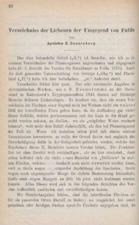 Verzeichniss der Lichenen der Umgegend von Fulda