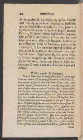 Priére après le Sermon