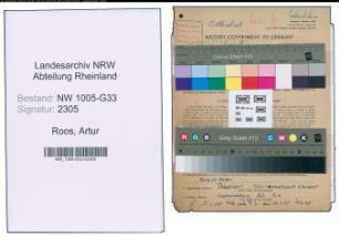 Entnazifizierung Artur Roos , geb. 04.11.1902 (Lehrer)
