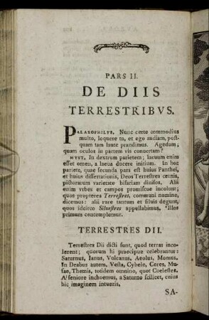 Pars II. De Diis Terrestribus.