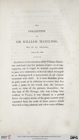 The collection of Sir William Hamilton, sold by Mr. Christie, march 27, 1801
