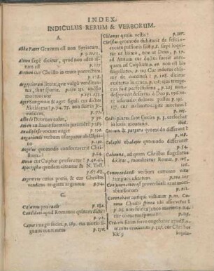 Index. Indiculus Rerum & Verborum.