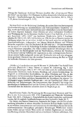 Fiedler, Beate-Christine :: Die Verwaltung der Herzogtümer Bremen und Verden in der Schwedenzeit 1652 - 1712, Organisation und Wesen der Verwaltung, (Einzelschriften des Stader Geschichts- und Heimatvereins, 29), (Veröffentlichungen aus dem Stadtarchiv Stade, 7) : Stade, 1986