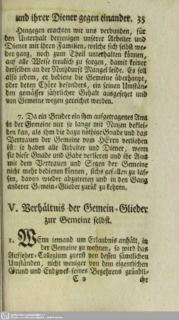 V. Verhältnis der Gemein-Glieder zur Gemeine selbst