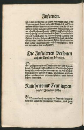 Rauchen unnd Feur zuprennen/ der Infection halber.