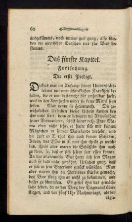 Das fünfte Kapitel. Fortsetzung. Die erste Predigt.