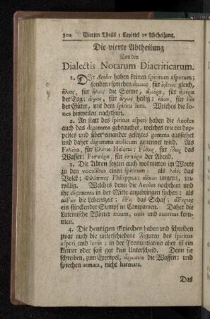 Die vierte Abtheilung Von den Dialectis Notarum Diacriticarum.