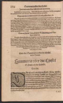 Summaria uber die Epistel S. Pauli/ an die Epheser.
