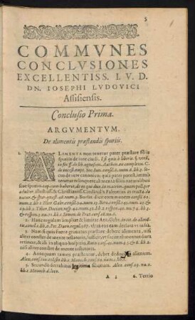 Communes Conclusiones Excellentiss. I. V. D. Dn. Iosephi Ludovici Assisiensis.
